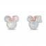 Disney Treasures Minnie Mouse Mother of Pearl Earrings 1/6 ct tw Diamonds 10K Rose Gold Sterling Silver