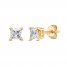 Diamond Solitaire Stud Earrings 5/8 ct tw Princess-cut 14K Yellow Gold