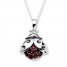 Garnet Ladybug Necklace Sterling Silver