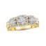 Diamond Three-Stone Engagement Ring 1 ct tw Round & Baguette-cut 10K Yellow Gold