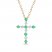 Emerald Cross Necklace 1/6 ct tw Diamonds 10K Yellow Gold 18"