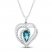 Oceanic Blue Topaz & White Topaz Heart Necklace Sterling Silver 18"