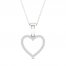 Diamond Heart Necklace 1/10 ct tw Round-Cut 10K White Gold 18"