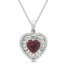 Lab-Created Ruby & Lab-Created White Sapphire Heart Necklace Sterling Silver 18"