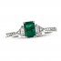 Emerald & 1/10 ct tw Diamond Ring 10K White Gold