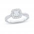 The Kiss Diamond Halo Engagement Ring 1-1/4 ct tw Princess & Round-cut Platinum