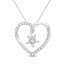 Diamond Heart & Star Necklace 1/5 ct tw Round-Cut Sterling Silver 19"