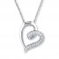 Diamond Heart Necklace 1/20 ct tw Round-cut 10K White Gold