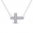 Sideways Cross Necklace 1/15 ct tw Diamonds 10K White Gold