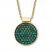 Lab-Created Emerald Disc Necklace Pave-set 10K Yellow Gold