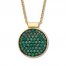 Lab-Created Emerald Disc Necklace Pave-set 10K Yellow Gold