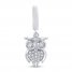 True Definition Owl Charm 1/15 ct tw Diamonds Sterling Silver