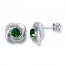 Lab-Created Emeralds Diamond Accents Sterling Silver Earrings