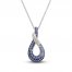 Blue & White Lab-Created Sapphire Snake Hoop Necklace Sterling Silver 18"