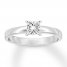 Certified Diamond Solitaire 1/2 ct Princess-cut 14K White Gold