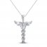 Diamond Caduceus Necklace 1/6 ct tw 10K White Gold 18"