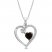 Garnet & White Lab-Created Sapphire Heart Necklace Sterling Silver 18"