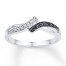 Black/White Diamond Ring 1/20 ct tw Round-cut Sterling Silver