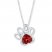 Paw Necklace Heart-Shaped Lab-Created Ruby Sterling Silver