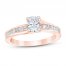 Diamond Engagement Ring 1 ct tw Oval/Princess 14K Rose Gold