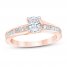 Diamond Engagement Ring 1 ct tw Oval/Princess 14K Rose Gold