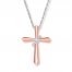 Cross Necklace 1/20 ct tw Diamonds 10K Two-Tone Gold