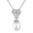 Cultured Pearl Necklace 1/20 ct tw Diamonds Sterling Silver