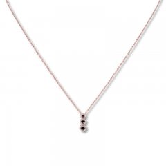 Black & White Diamond Necklace 1/4 ct tw 10K Rose Gold Adj.