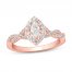 Diamond Engagement RIng 3/4 ct tw Marquise/Round-cut 14K Rose Gold