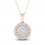 Multi-Diamond Necklace 1 ct tw Round-Cut 10K Rose Gold 18"