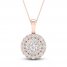 Multi-Diamond Necklace 1 ct tw Round-Cut 10K Rose Gold 18"
