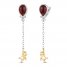 Disney Treasures Winnie the Pooh Garnet Diamond Accents Dangle Earrings Sterling Silver/10K Yellow Gold