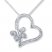 Butterfly and Heart Diamond Accents Sterling Silver Necklace