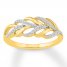 Diamond Feather Ring 1/8 ct tw Round-cut 10K Yellow Gold