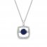 Unstoppable Love Blue Sapphire Necklace 1/10 ct tw Diamonds Sterling Silver 19"