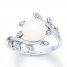 Cultured Pearl Ring Lab-Created White Sapphires Sterling Silver