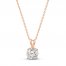 Solitaire Diamond Necklace 1 ct tw Round-cut 14K Rose Gold 18"