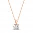 Solitaire Diamond Necklace 1 ct tw Round-cut 14K Rose Gold 18"