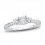 Three-Stone Diamond Engagement Ring 1 ct tw Princess/Round-Cut 14K White Gold