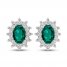 Lab-Created Emeralds & White Lab-Created Sapphire Earrings Sterling Silver
