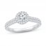 The Kiss Halo Diamond Engagement Ring 7/8 ct tw Round-cut Platinum