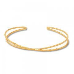 Diamond-cut Crossover Bangle Bracelet 10K Yellow Gold