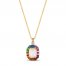 Le Vian Multi-Gemstone Necklace 1/20 ct tw Diamonds 14K Honey Gold 18"