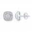 Cushion-Shaped Earrings Diamond Accents Sterling Silver