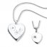 Mother/Daughter Necklaces Hearts with Diamonds Sterling Silver