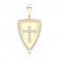 Men's Diamond Cross Shield Pendant 1/4 ct tw Round-cut 10K Yellow Gold