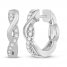 Diamond Twist Hoop Earrings 1/5 ct tw Round-cut Sterling Silver