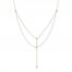 Beaded Chain Choker Layered Necklace 14K Yellow Gold 12" Adj.