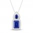 Blue & White Lab-Created Sapphire Necklace Sterling SIlver 18"