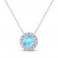 Blue Topaz Necklace 1/10 ct tw Diamonds 10K White Gold
